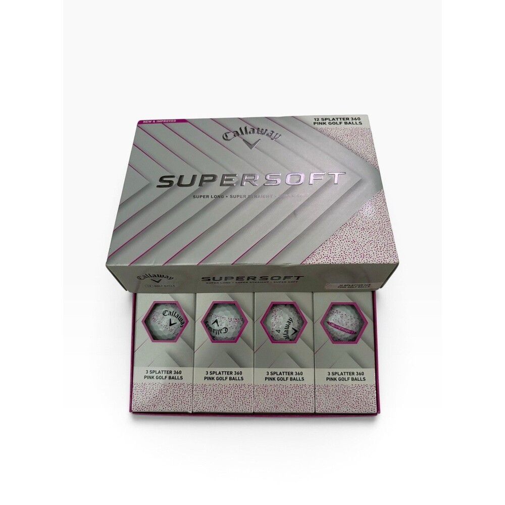 New Callaway Supersoft Splatter 360 Golf Balls PINK ~ 4 Sleeves of 3 / 12 Balls
